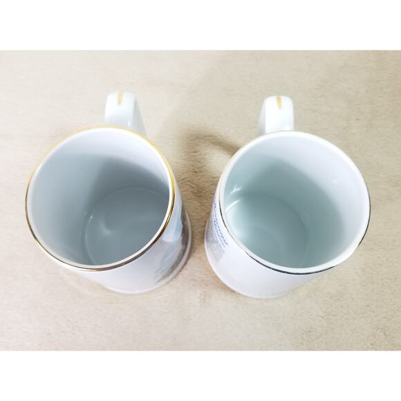 Norman Rockwell Coffee Mug Tea Cup 4 1/2" Gold Trim 1985 Drinkware 11oz x2 - Picture 10 of 12